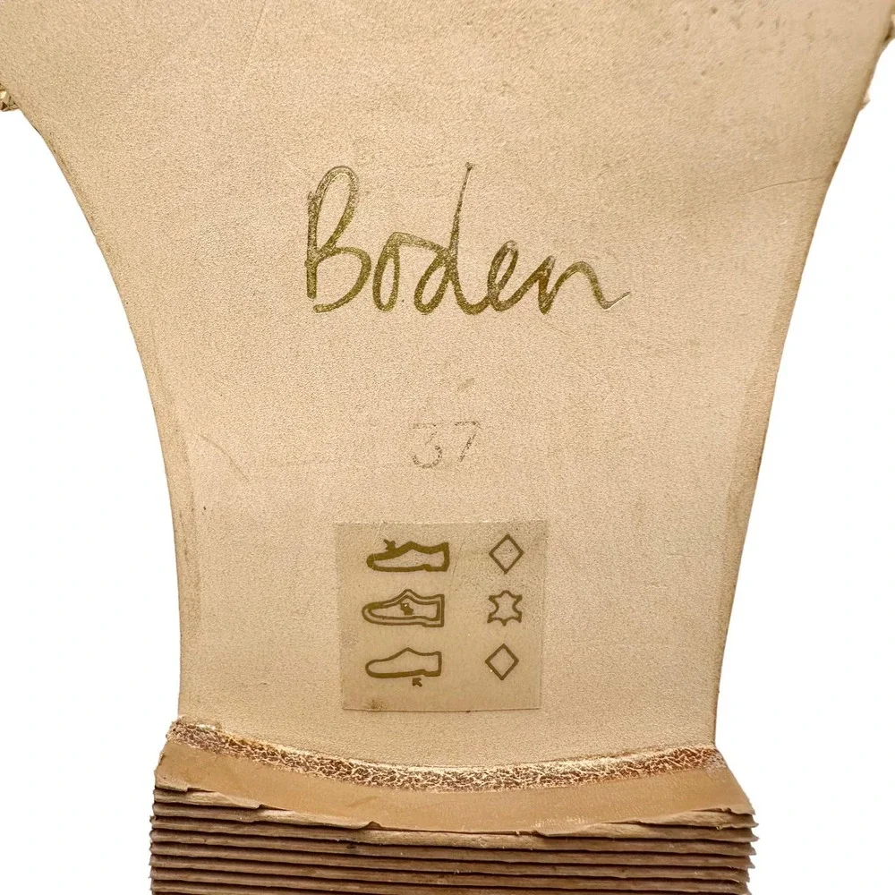 Boden | Women | Elsbeth Tan Leather Raffia Floral Slides Sandals | 37 EU 6 US